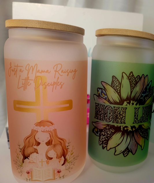 Frosted glass tumblers 🩷💚