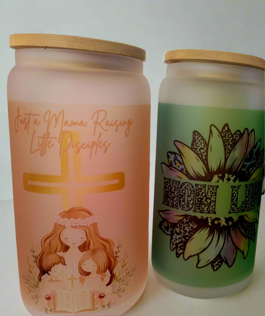 Frosted glass tumblers 🩷💚