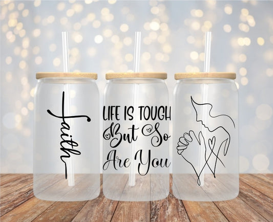 16oz frosted glass can tumbler